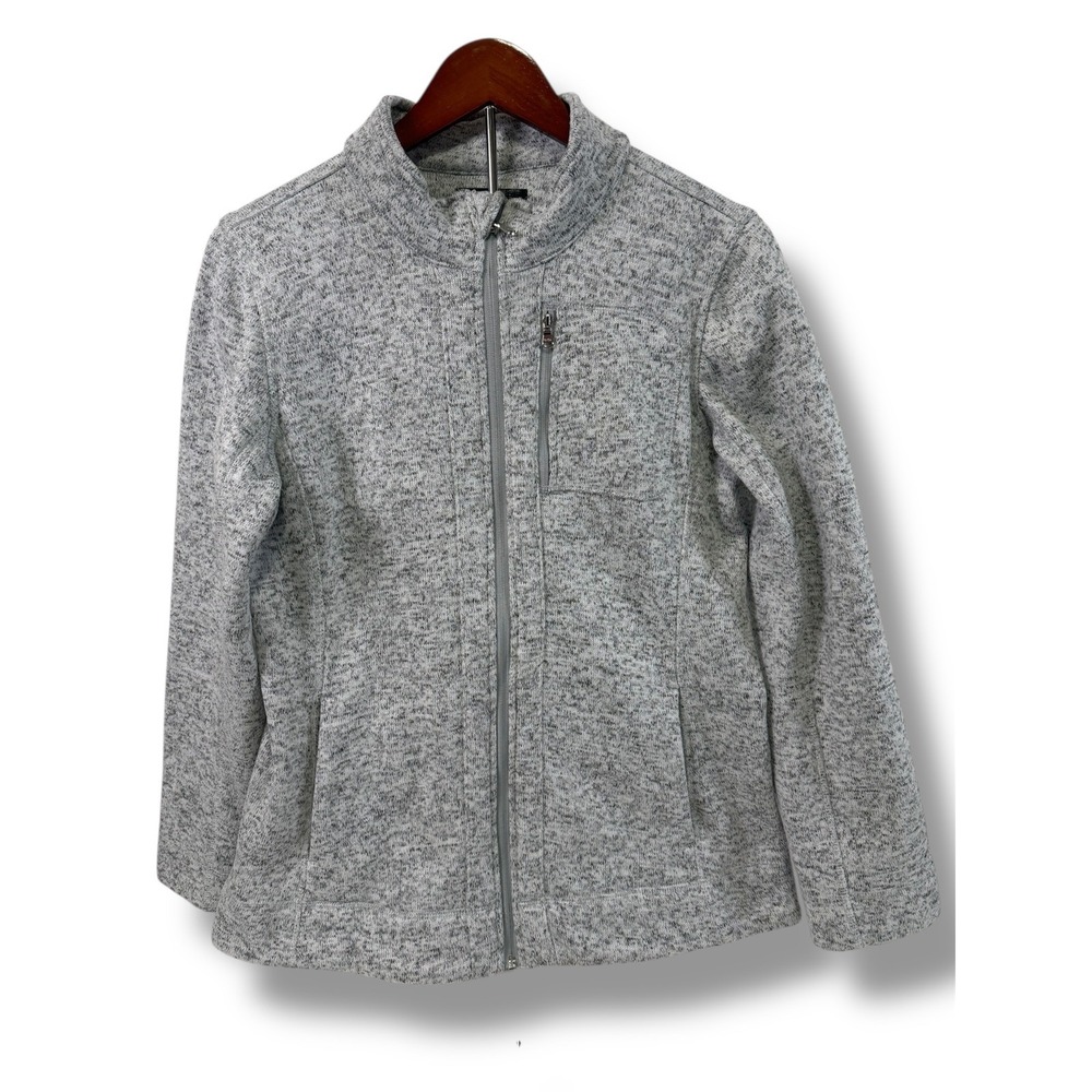 Marc New York Fleece Jacket Women's Large Full Zip Pockets‎ Heather Gray